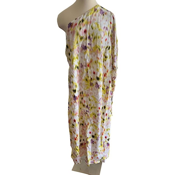 Floral Print Long Sleeve One Shoulder Midi Dress - Future Collective NWT - Picture 1 of 5